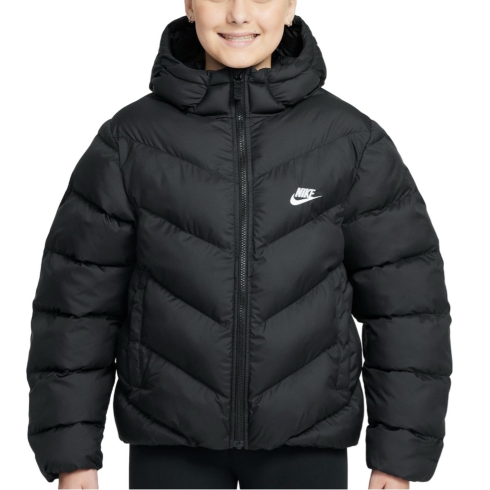 Nike Kids Black Hooded Puffer Jacket